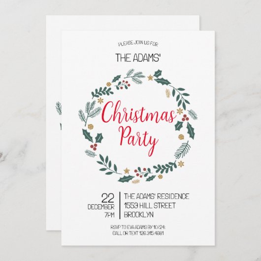 Uitnodiging voor kerstfeestdagen (Voorkant / Achterkant)