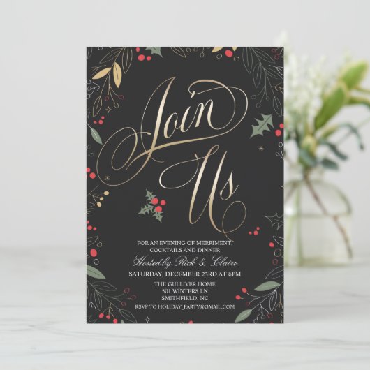 Uitnodiging voor kerstfeestdagen (Staand voorkant)