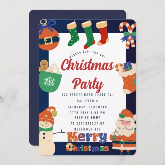 Uitnodiging voor kerstfeestdagen (Voorkant / Achterkant)