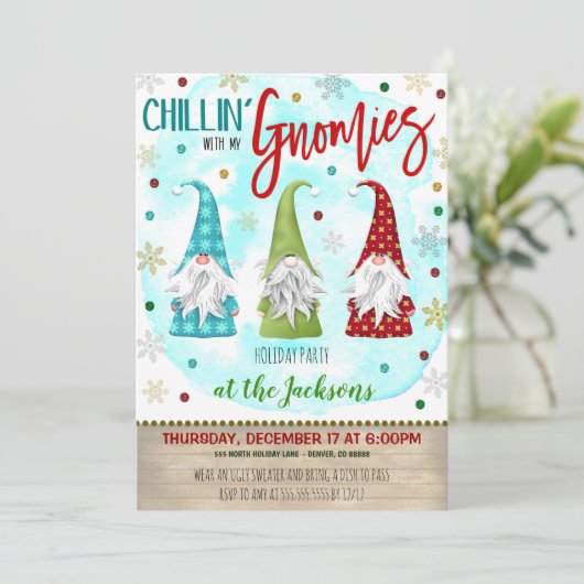 Uitnodiging voor kerstfeestdagen (Staand voorkant)