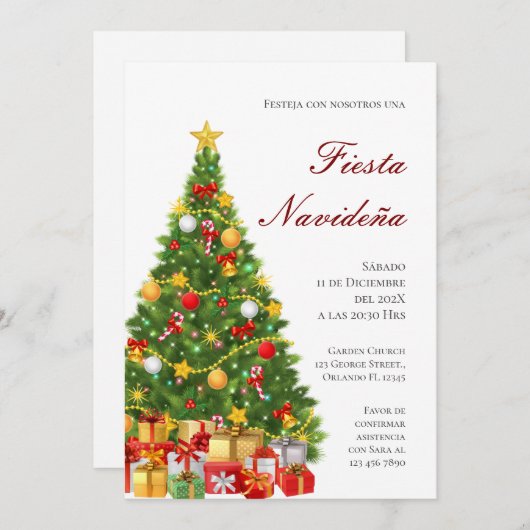 Uitnodiging voor kerstfeestdagen (Voorkant / Achterkant)