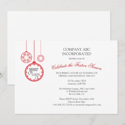 Uitnodiging voor kerstfeestdagen (Voorkant / Achterkant)