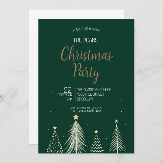 Uitnodiging voor kerstfeestdagen (Voorkant / Achterkant)