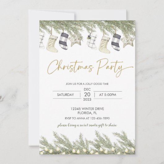 Uitnodiging voor kerstfeestdagen (Voorkant)