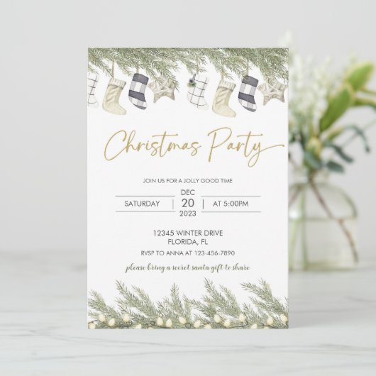 Uitnodiging voor kerstfeestdagen (Staand voorkant)