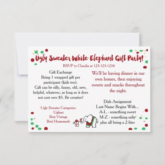 Uitnodiging voor kerstfeestdagen (Achterkant)