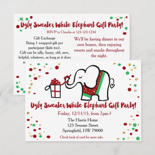 Uitnodiging voor kerstfeestdagen (Voorkant / Achterkant)