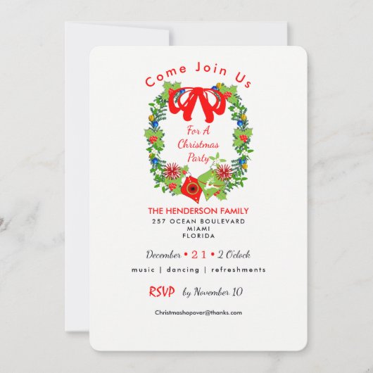 Uitnodiging voor kerstfeestdagen (Voorkant)