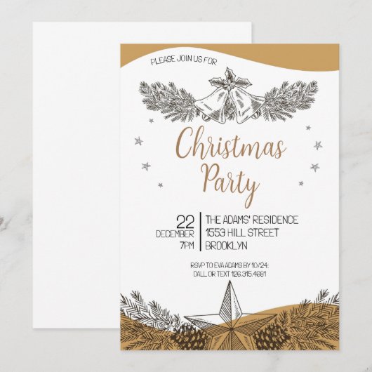 Uitnodiging voor kerstfeestdagen (Voorkant / Achterkant)