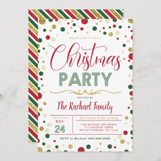 Uitnodiging voor kerstfeestdagen (Voorkant / Achterkant)