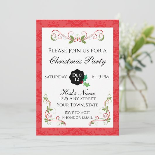 Uitnodiging voor kerstfeestdagen (Staand voorkant)