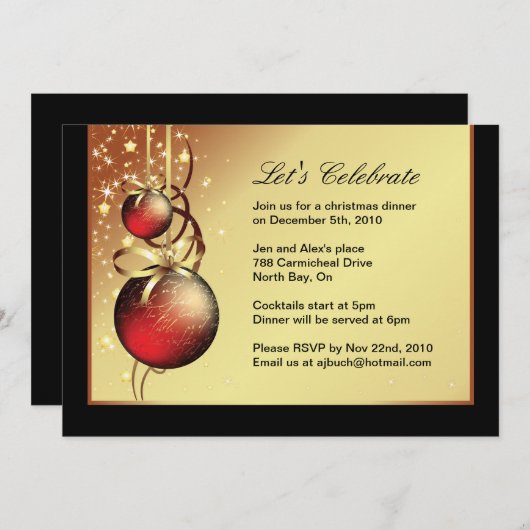 Uitnodiging voor kerstfeestdagen (Voorkant / Achterkant)