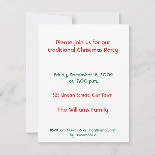 Uitnodiging voor kerstfeestdagen (Achterkant)