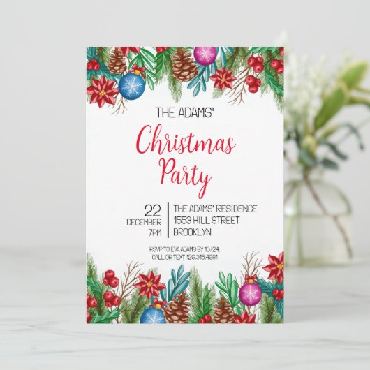 Uitnodiging voor kerstfeestdagen (Staand voorkant)