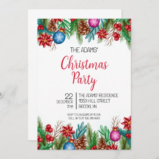 Uitnodiging voor kerstfeestdagen (Voorkant / Achterkant)