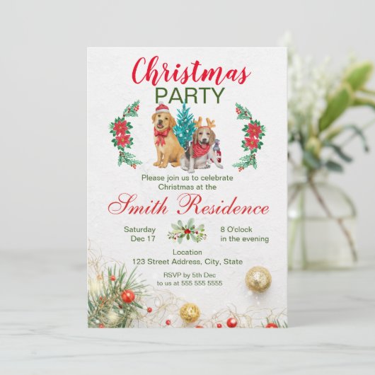 Uitnodiging voor kerstfeestdagen (Staand voorkant)