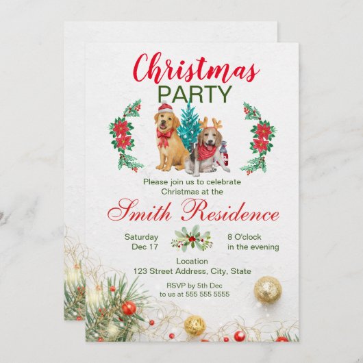 Uitnodiging voor kerstfeestdagen (Voorkant / Achterkant)