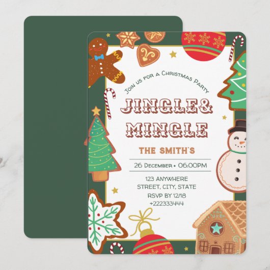 Uitnodiging voor kerstfeestdagen (Voorkant / Achterkant)