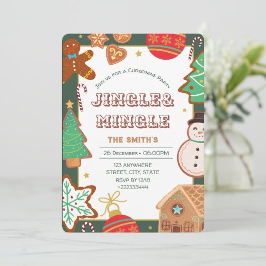 Uitnodiging voor kerstfeestdagen (Staand voorkant)