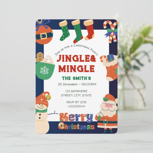 Uitnodiging voor kerstfeestdagen (Staand voorkant)