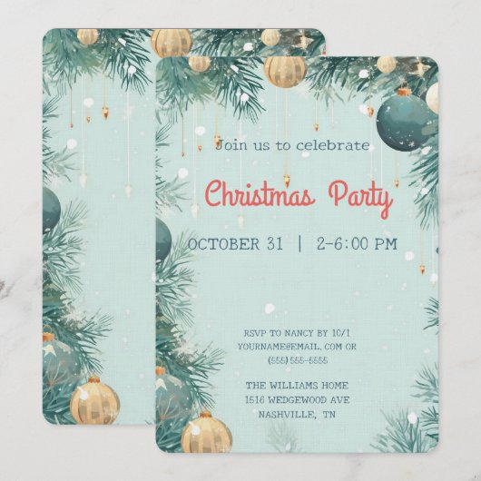 Uitnodiging voor kerstfeestdagen (Voorkant / Achterkant)