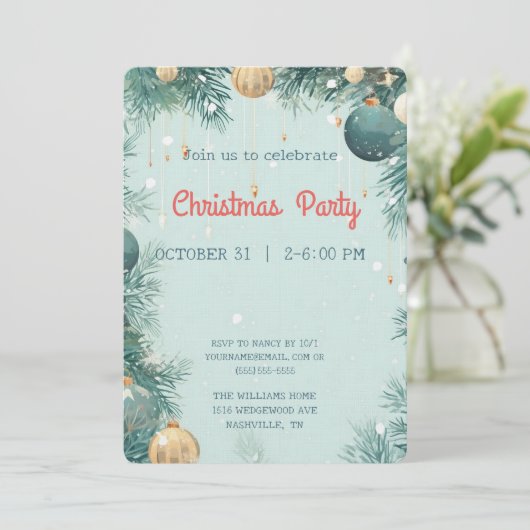 Uitnodiging voor kerstfeestdagen (Staand voorkant)