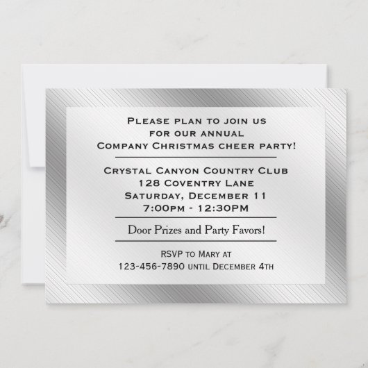 Uitnodiging voor kerstfeestdagen bij bedrijf (Achterkant)