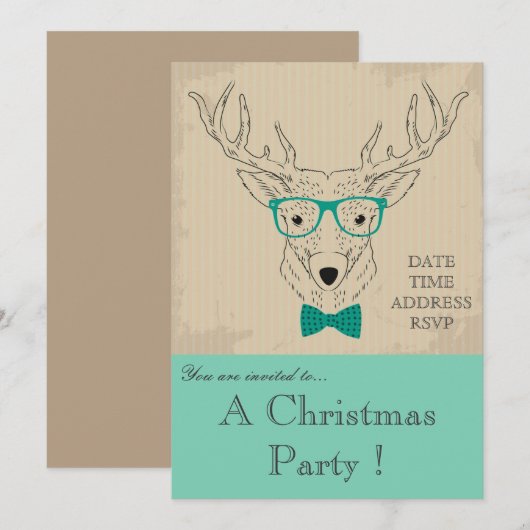 Uitnodiging voor kerstfeestdagen bij rendieren (Voorkant / Achterkant)