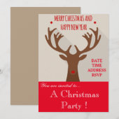 Uitnodiging voor kerstfeestdagen bij rendieren (Voorkant / Achterkant)