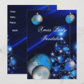 Uitnodiging voor kerstfeestdagen Blauwe Kogels (Voorkant / Achterkant)