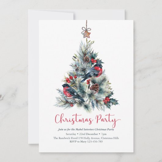 Uitnodiging voor kerstfeestdagen | Boom van bullfi (Voorkant)