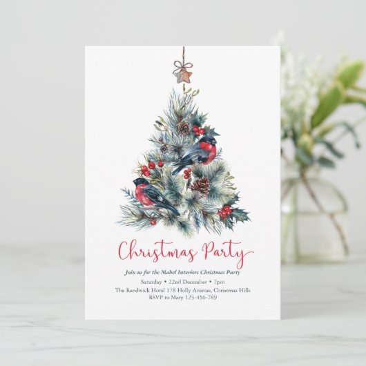 Uitnodiging voor kerstfeestdagen | Boom van bullfi (Staand voorkant)