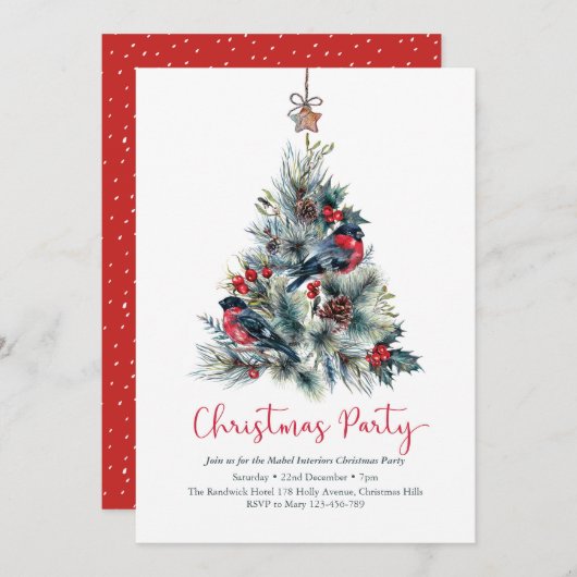 Uitnodiging voor kerstfeestdagen | Boom van bullfi (Voorkant / Achterkant)