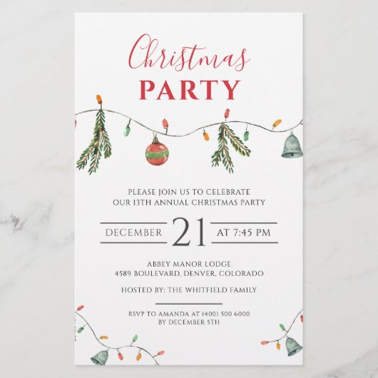 Uitnodiging voor kerstfeestdagen briefpapier (Voorkant)