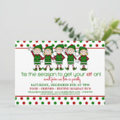 Uitnodiging voor kerstfeestdagen dansende Elves (Staand voorkant)