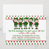 Uitnodiging voor kerstfeestdagen dansende Elves (Voorkant / Achterkant)