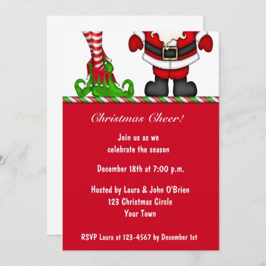 Uitnodiging voor kerstfeestdagen en feestdagen (Voorkant / Achterkant)