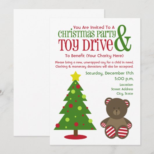 Uitnodiging voor kerstfeestdagen en Speelgoed (Voorkant / Achterkant)