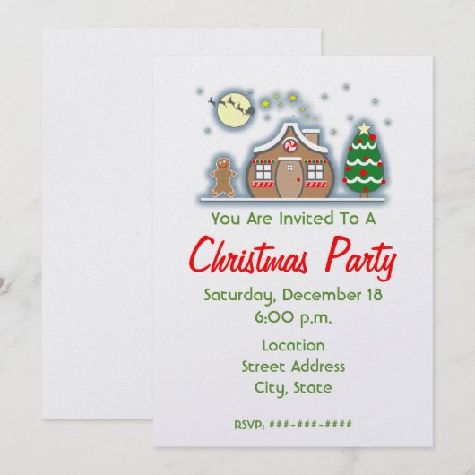 Uitnodiging voor kerstfeestdagen - Gingerbrood Hou (Voorkant / Achterkant)