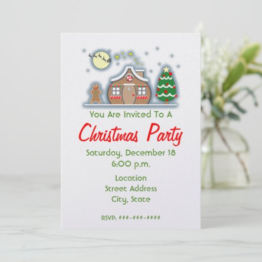 Uitnodiging voor kerstfeestdagen - Gingerbrood Hou (Staand voorkant)