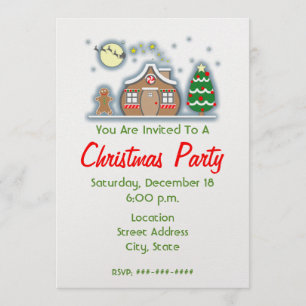 Uitnodiging voor kerstfeestdagen - Gingerbrood Hou