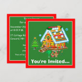 Uitnodiging voor kerstfeestdagen: Gingerbrood Hous (Voorkant / Achterkant)