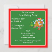 Uitnodiging voor kerstfeestdagen: Gingerbrood Hous (Achterkant)