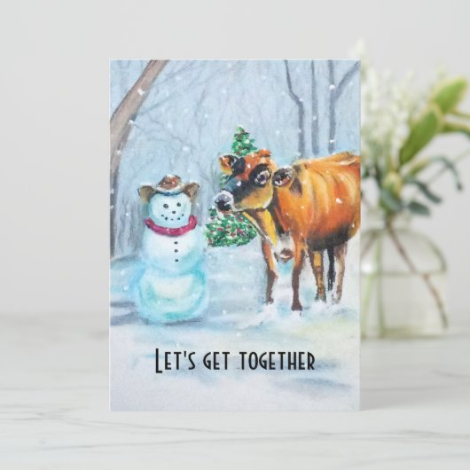 Uitnodiging voor kerstfeestdagen in Cowboy Snowman (Staand voorkant)