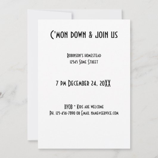 Uitnodiging voor kerstfeestdagen in Cowboy Snowman (Achterkant)