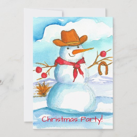 Uitnodiging voor kerstfeestdagen in Cowboy Snowman (Voorkant)