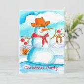 Uitnodiging voor kerstfeestdagen in Cowboy Snowman (Staand voorkant)