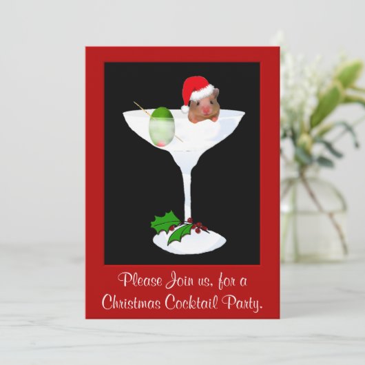 Uitnodiging voor kerstfeestdagen in Cute Hamster (Staand voorkant)