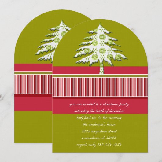Uitnodiging voor kerstfeestdagen in de limoen kers (Voorkant / Achterkant)