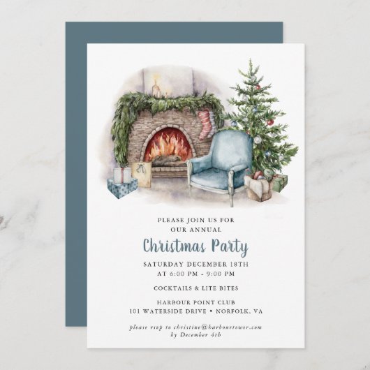 Uitnodiging voor kerstfeestdagen in de Waterverf E (Voorkant / Achterkant)